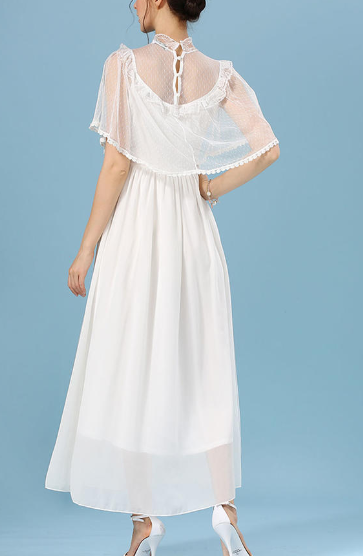 Women Fairy Style Long Thin Dress White