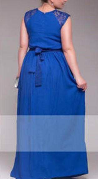 Women Lace Shoulder Sleeveless Gown