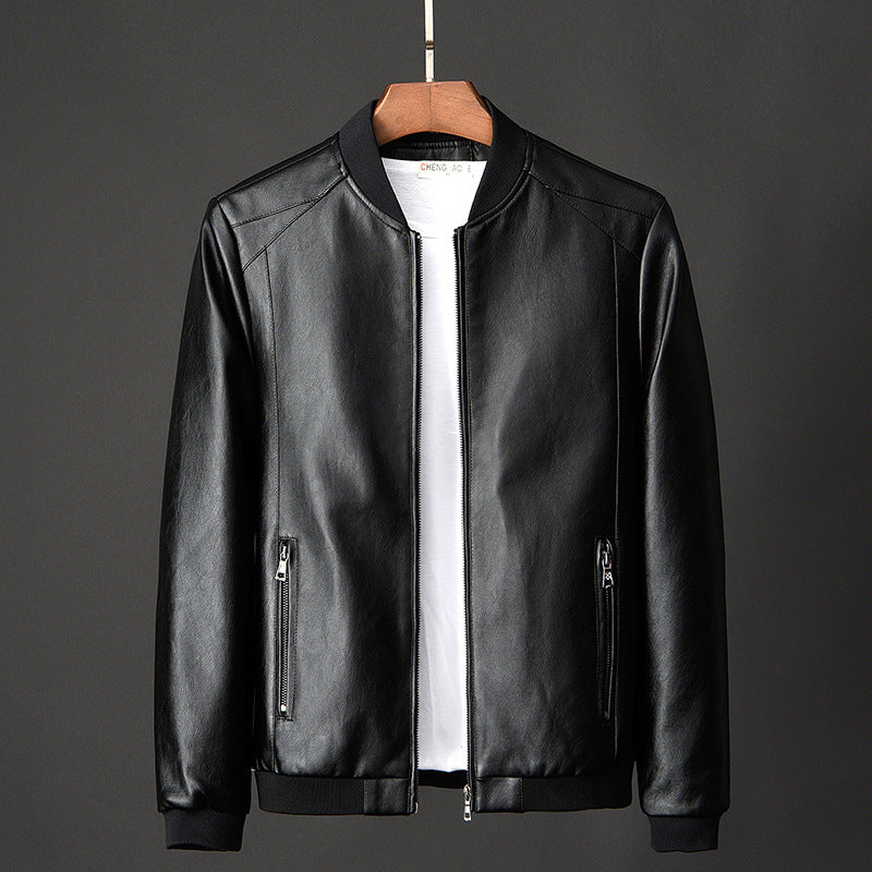 Men’s Korean Style Slim Casual Motorcycle Leather Jacket