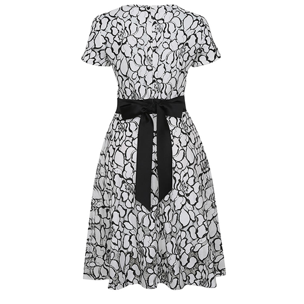 Elegant A Line Embroidery Waist Belt Dress