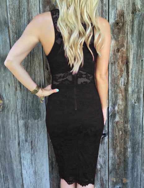 Sleeveless Lace Bodycon Summer Dress Black