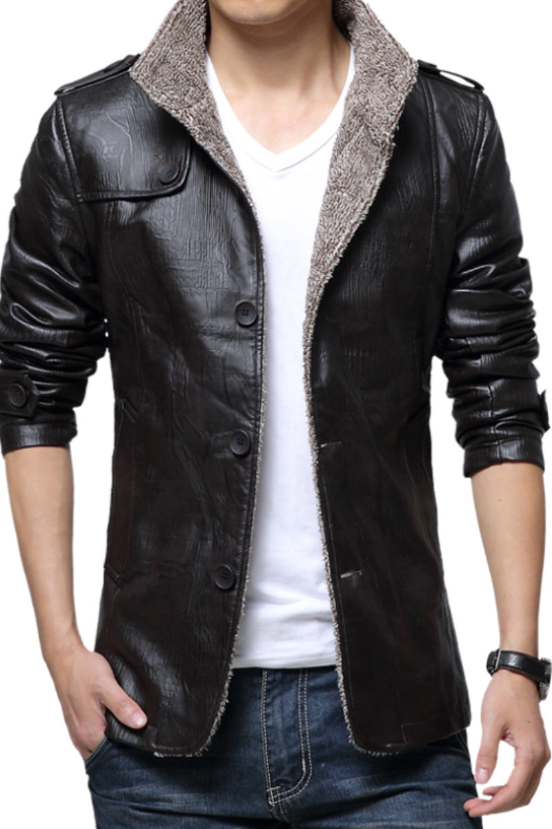 Men’s Warm Winter Leather Jacket Coat