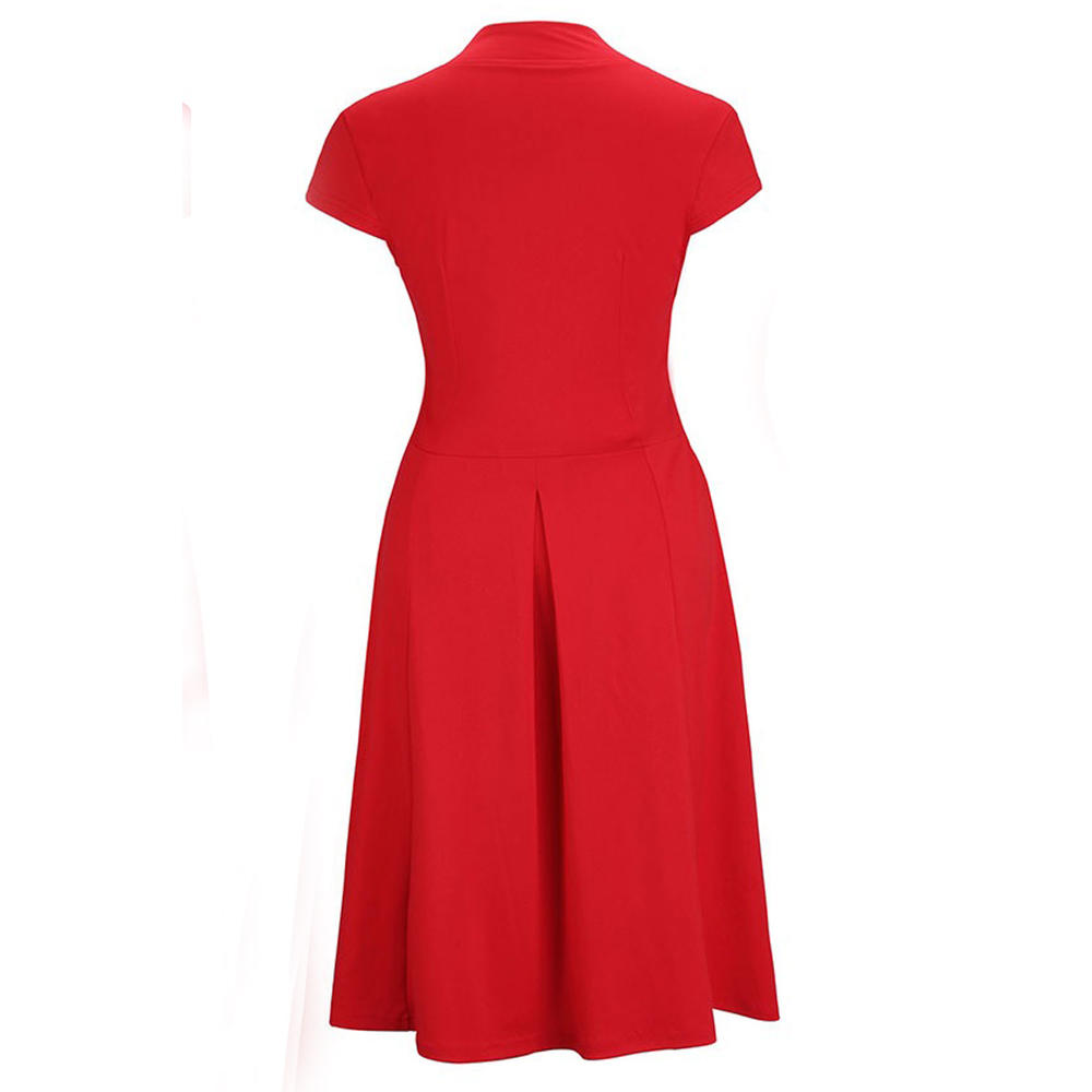 Women Casual Solid Color Pleated Skirt Dress