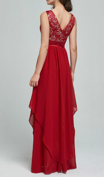 Women Slim Long Prom Wedding Dress Red