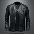 Men’s Stand Collar Casual Motorcycle Leather Jacket
