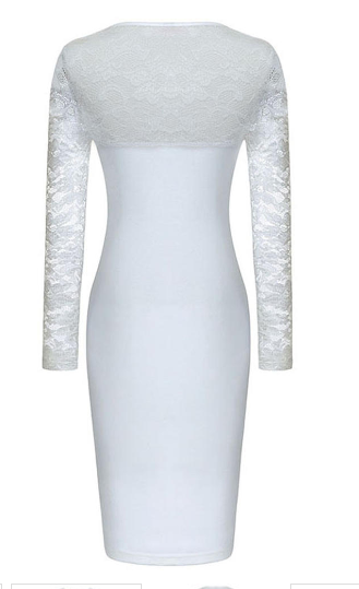 Women Slim Lace Decorated Pencil Dress