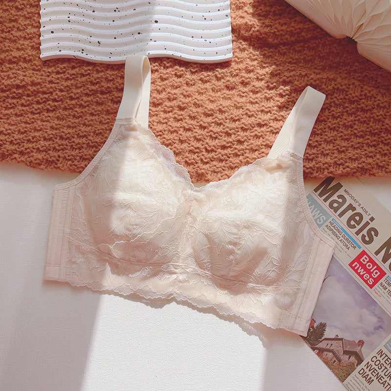 Women Full Cup Lace Ringless Support Bra
