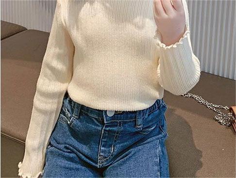 Cozy Solid Knit Top for Little Girls