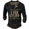 Retro Graphic Henley Long Sleeve Tee