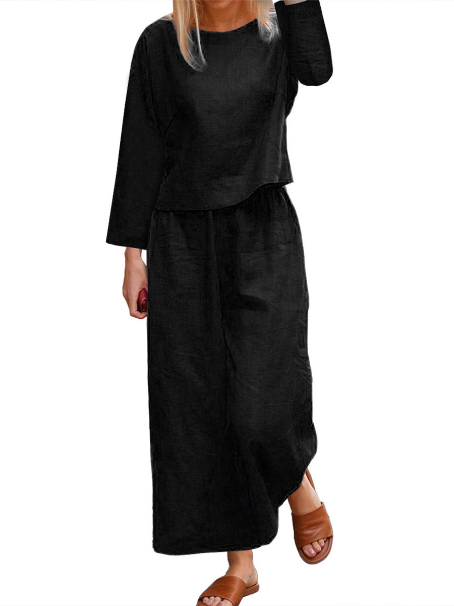 Casual Loose Color Shirt and Pants Set