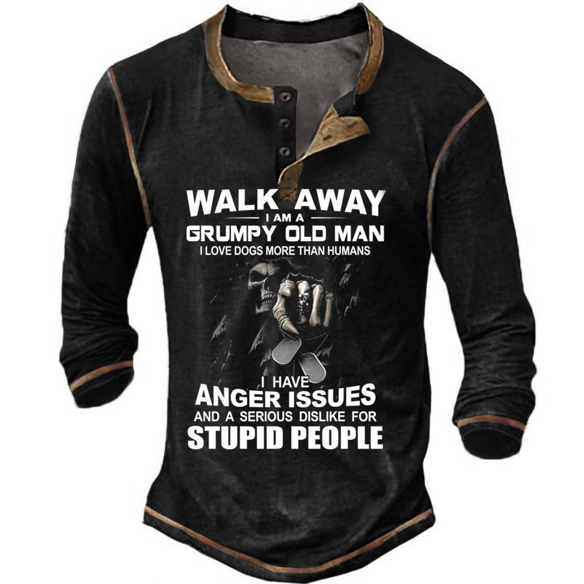 Graphic Letter Henley Long Sleeve Tee