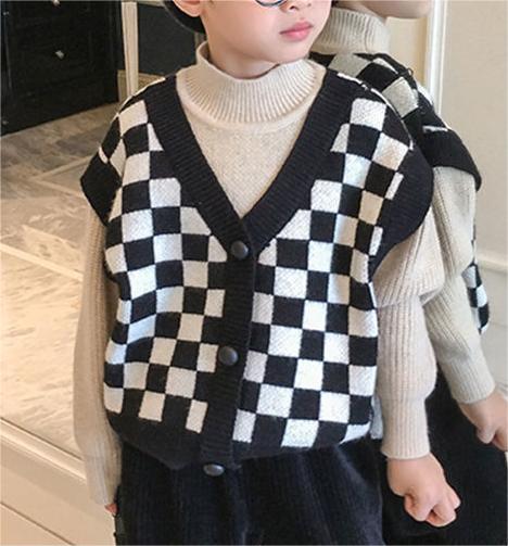 Boys’ Plaid Knit Two-Piece Style Sweater