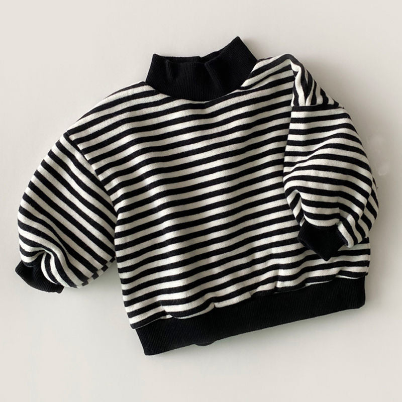 Soft Cotton Striped Turtleneck Sweatshirt for Babies