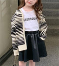 Girls Striped Zipper Cardigan