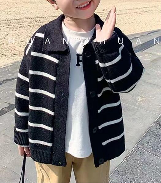 Stylish Striped Knit Cardigan for Boys
