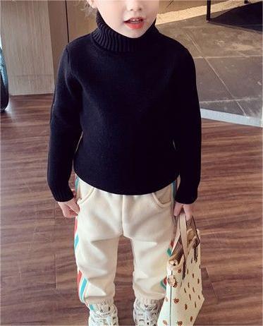 Soft Warm High-Neck Knit Top for Girls