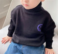 Cozy High Collar Smiling Face Knit Pullover for Kids