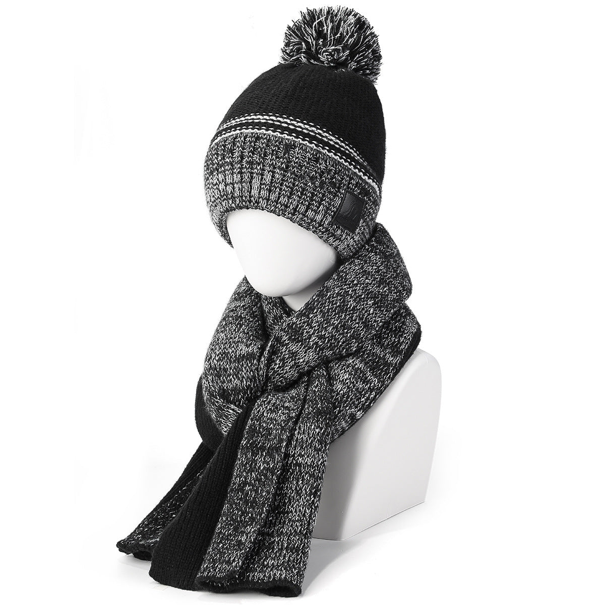 Winter Knitted Hat And Scarf Set With Color Match