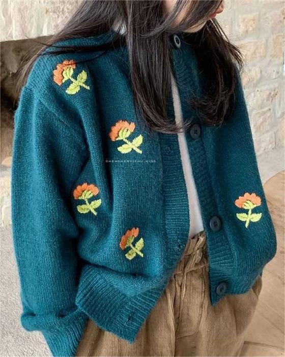 Floral Knit Cardigan for Little Girls