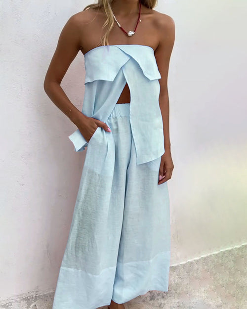 Chic Cotton Linen Two-Piece Set for Women