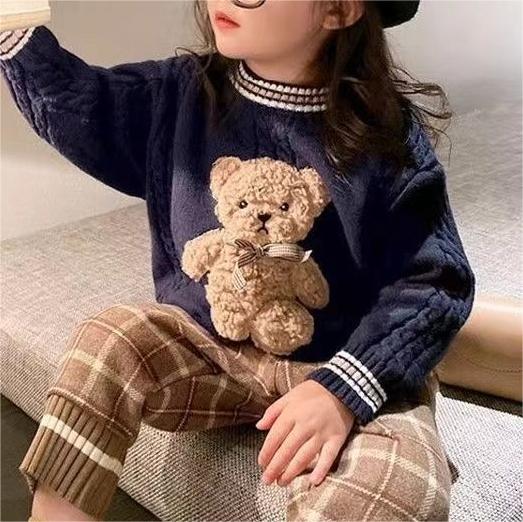 Trendy Girls Cartoon Knit Top
