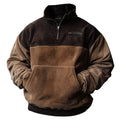 Retro Corduroy Stitch Pocket Men’s Quarter Zip Sweatshirt
