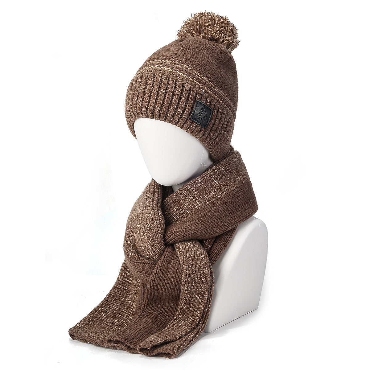 Winter Knitted Hat And Scarf Set With Color Match
