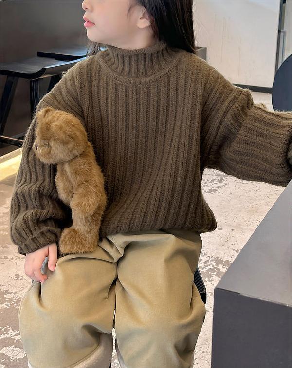 Girls Warm Turtleneck Knit Sweater