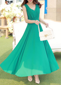 Women Chiffon Long Pleated Skirt Gown Dress