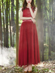 Women Chiffon Sleeveless Long Prom Dress