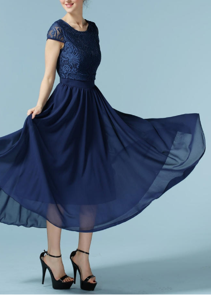 Women Elegant Long Pleated Skirt Dress