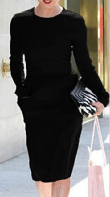Women Classic Pencil Style Dress Black