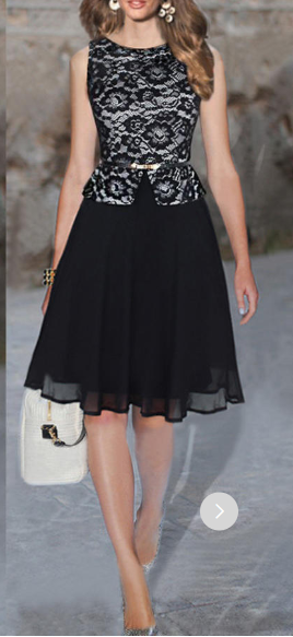 Wave Point Waist Lace Dress