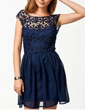 Women Halter Style Sleeveless Lace Decorated Dress