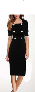 Women Bodycon Pencil Dress with Lace Neck Detail