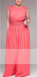 Women Plus Size Lace Belted Long Gown