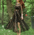 Women Embroidered Lace Palace Style Swing Dress