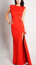 Women Long Slit Slim Party Wedding Dress Red