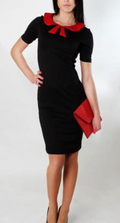 Women’s Slim Casual Peter Pan Collar Dress Red & Black