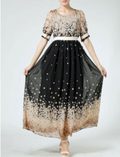 Plus Size Printed Halter Neck Long Dress Black