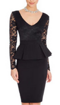 Women Plume Long Sleeve Round Neck Dress