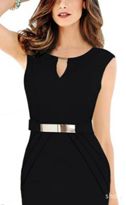 V Neck Sleeveless Slim Fit Dress