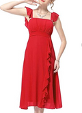 Graceful Sleeveless Flounced Hem Bridesmaid Dress For Women