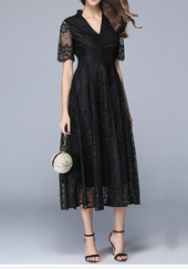 Summer Black Lace Long Dress