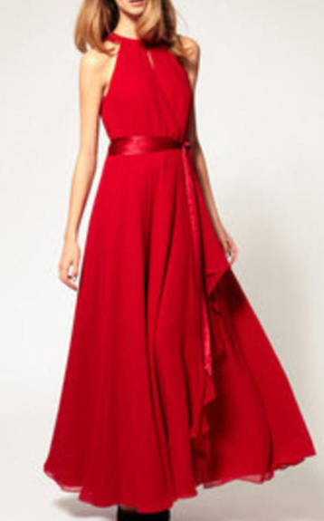 Women Halter Neck Ankle Length Dress