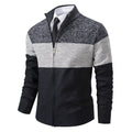 Men’s Color-Blocked Stand Collar Knit Cardigan