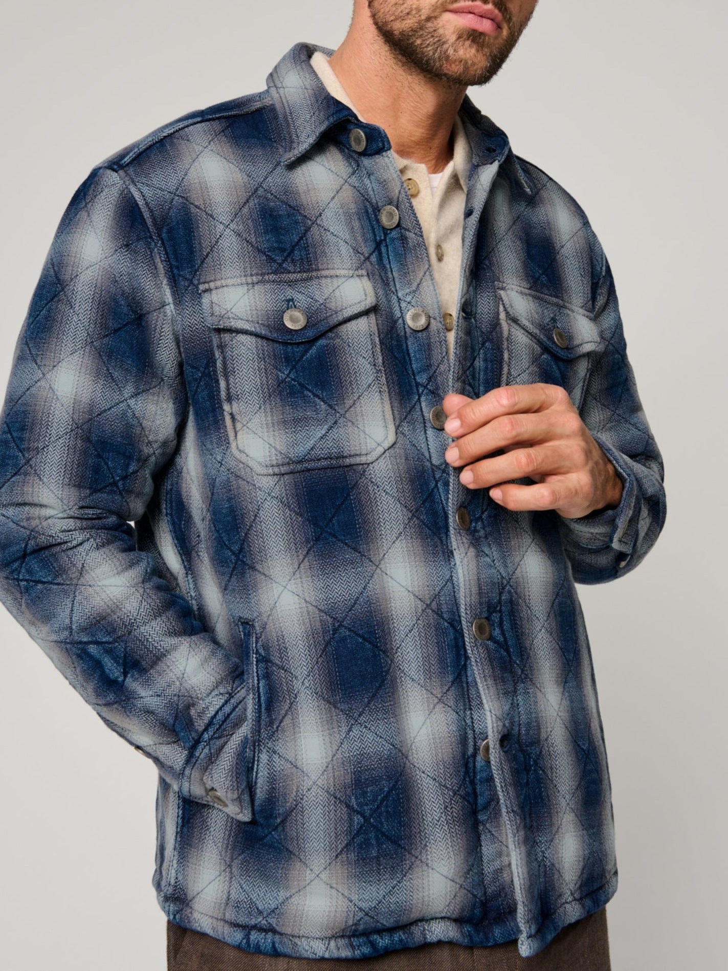 Cozy Diamond Pattern Thick Shirt Jacket