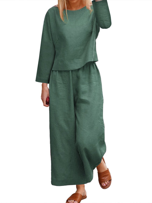 Casual Loose Color Shirt and Pants Set
