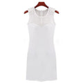 Women Round Neck Lace Back Zipper Dress White