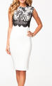 Women Black Printed Top Slim Skirt Style Dress White